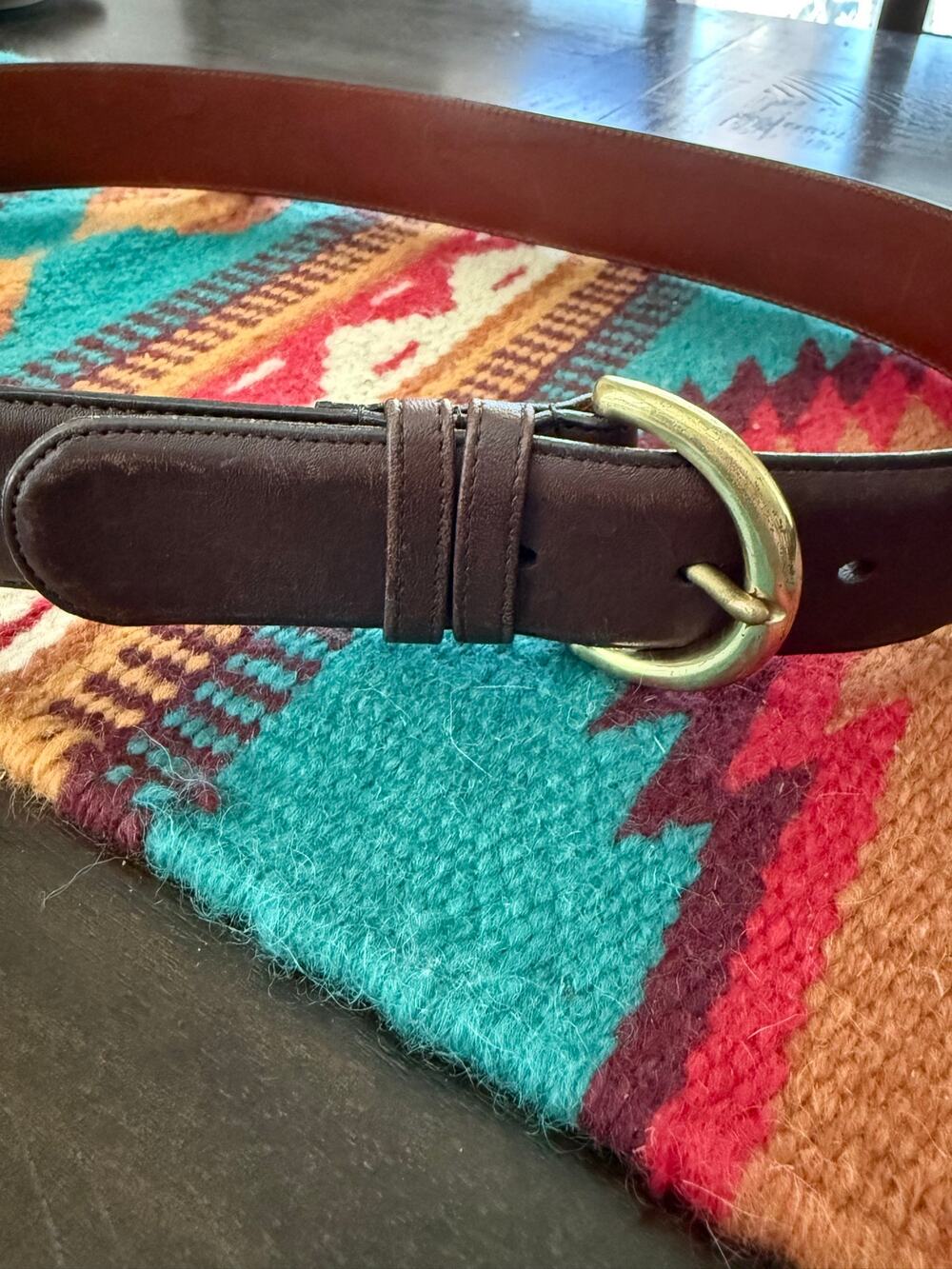 Vintage 1990s Coach 8500 Maple Brown Leather Brass Belt Large 39”
